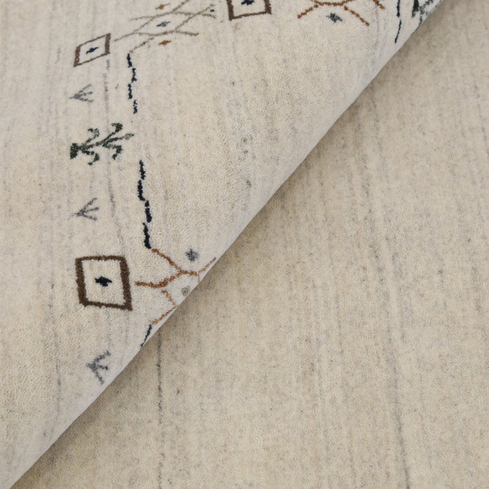Beige Tribal Border Hand Loomed Wool Area Rug