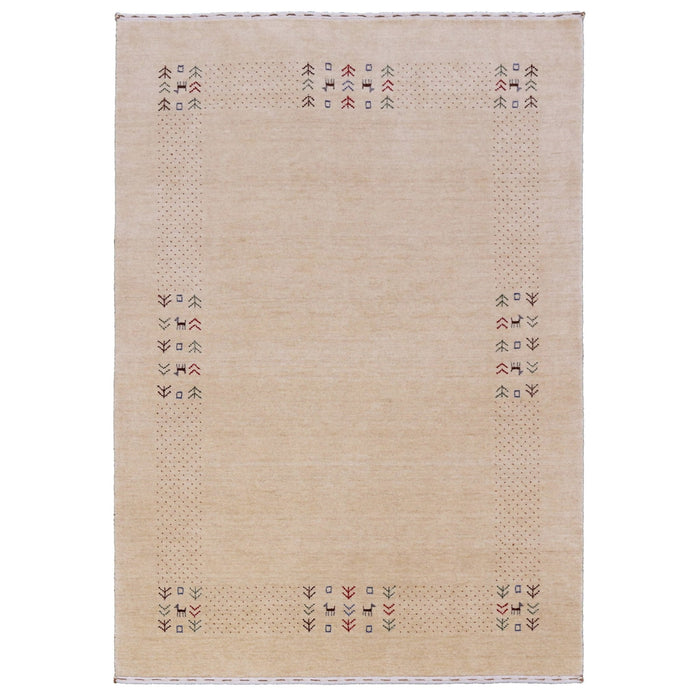 Beige Tribal Center Medallion Hand Loomed Wool Area Rug