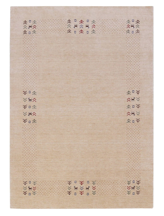 Beige Tribal Center Medallion Hand Loomed Wool Area Rug