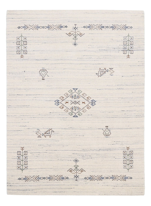 Beige Tribal Center Medallion Hand Loomed Wool Rug