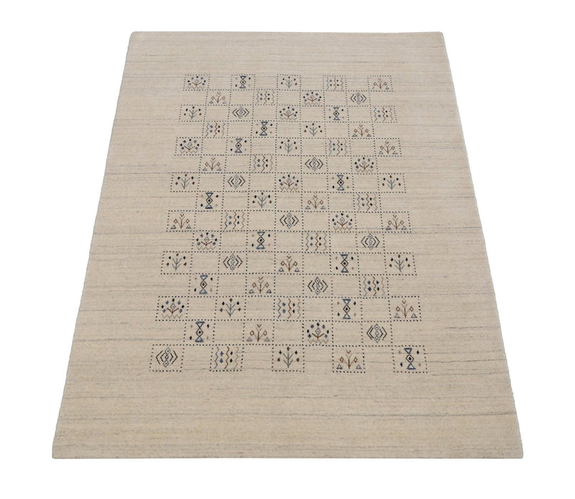 Beige Tribal Design Hand Loomed Wool Area Rug