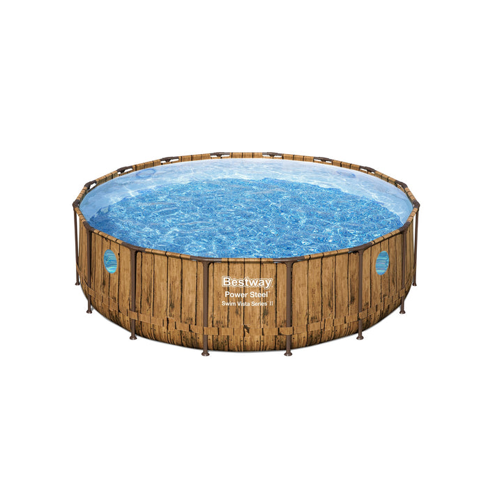 Bestway Power Steel Swim Vista 16' x 48" Round Above Ground Swimming Pool Set