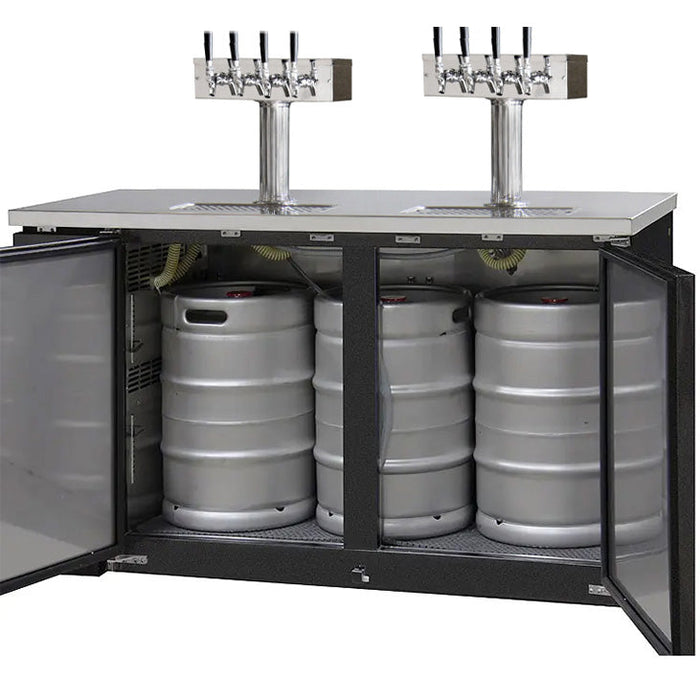 61" Wide Eight Tap Black Craft Beer Kegerator