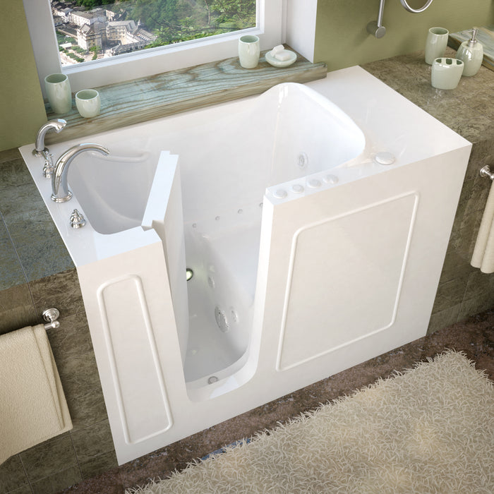 MediTub Walk-In 26 x 53 Left Drain White Whirlpool & Air Jetted Walk-In Bathtub