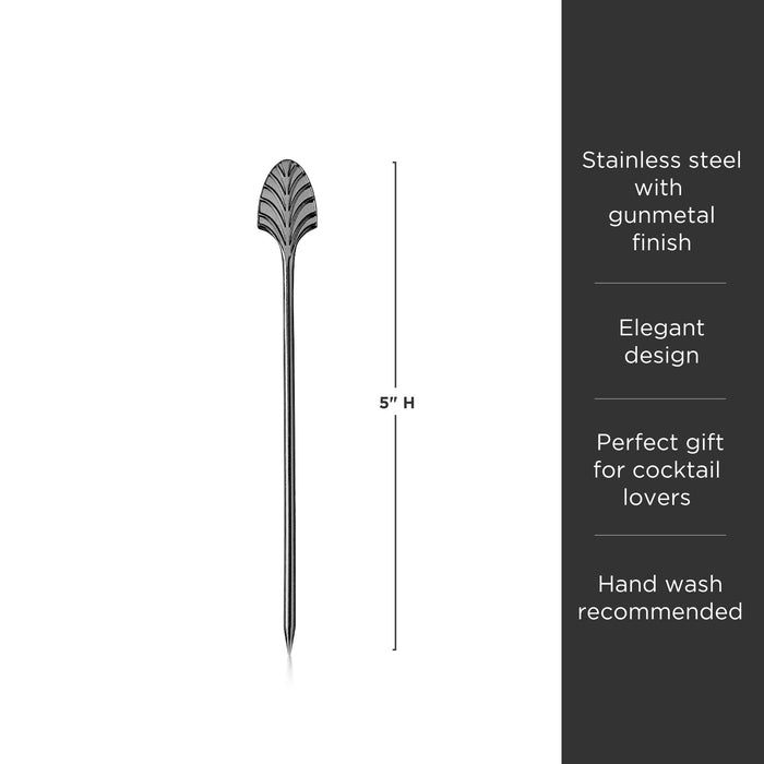 Art Deco Cocktail Picks in Gunmetal Set of 4