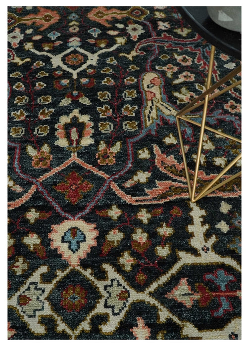 Black and Blue Hand Knotted Traditional Oushak Multi Size Wool Area Rug