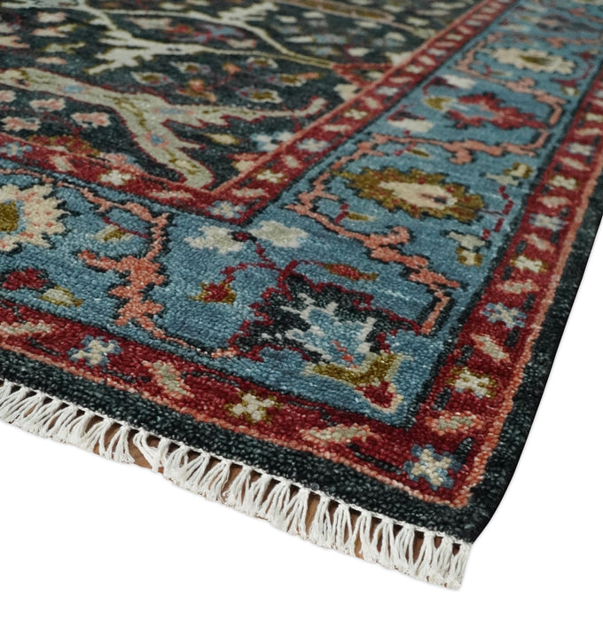 Black and Blue Hand Knotted Traditional Oushak Multi Size Wool Area Rug