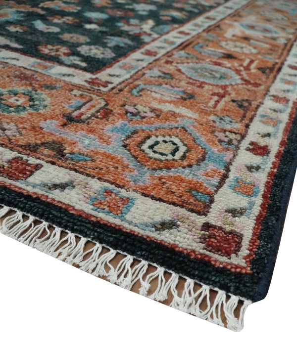 Black and Rust Traditional Hand Knotted Oushak wool 8x10 Area Rug