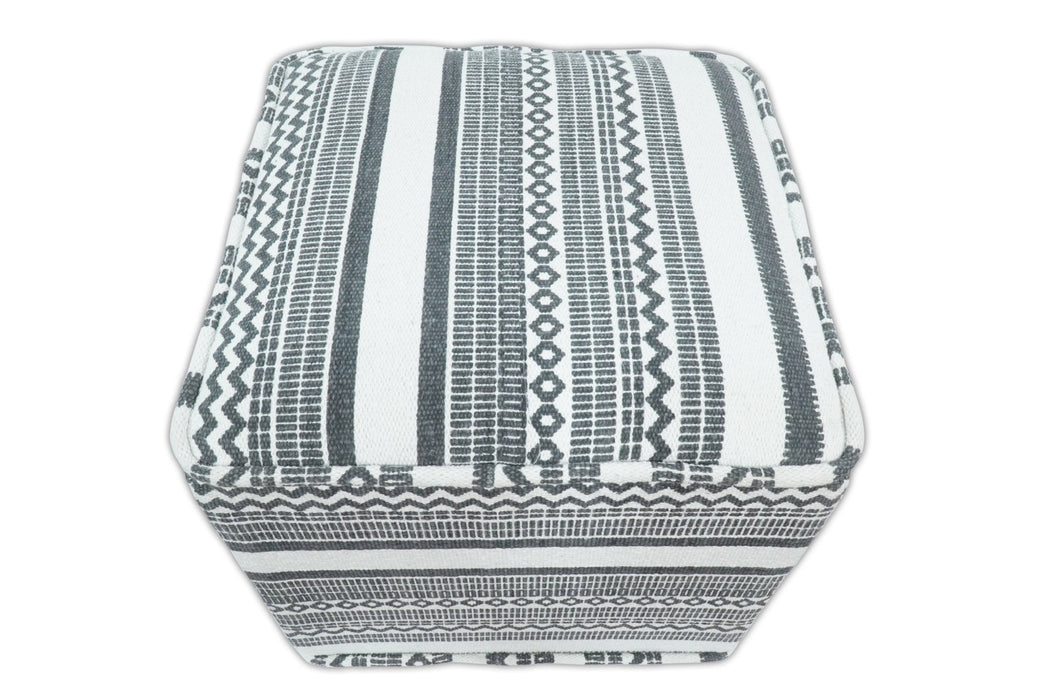 Black and White Handmade Block Printed cotton Pouf Ottoman, Footstool, Side table, Seat , Foot Rest, Living Room, Bedroom | TRD127