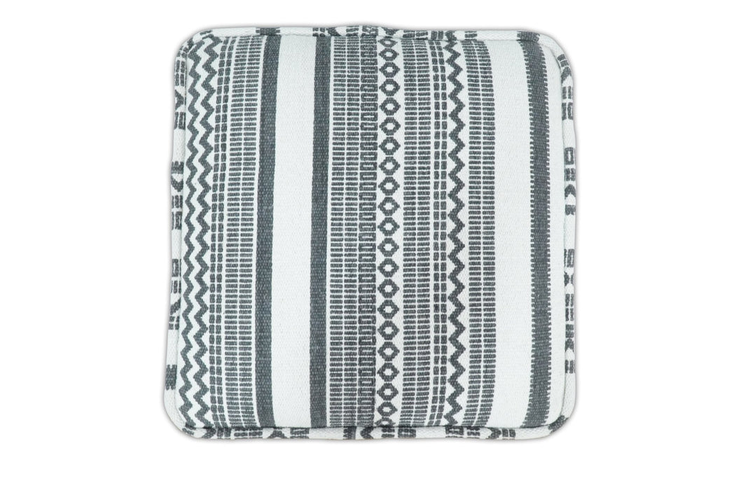 Black and White Handmade Block Printed cotton Pouf Ottoman, Footstool, Side table, Seat , Foot Rest, Living Room, Bedroom | TRD127