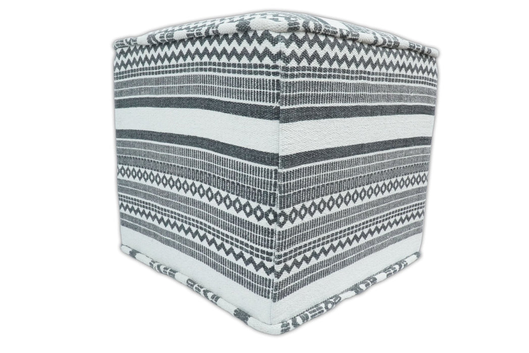 Black and White Handmade Block Printed cotton Pouf Ottoman, Footstool, Side table, Seat , Foot Rest, Living Room, Bedroom | TRD127