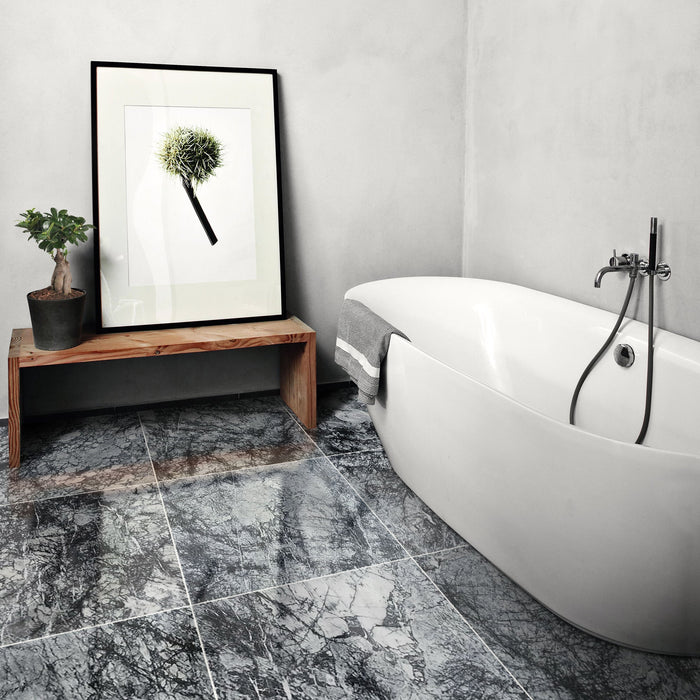 Black Cloud Exotic Marble Polished Floor and Wall Tile - Large Format - Livfloors Collection