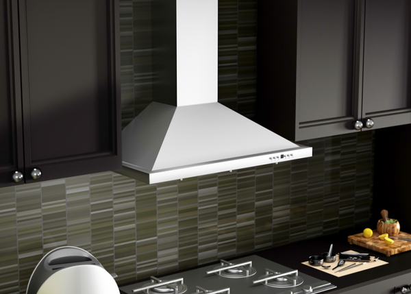 ZLINE 42 in. Convertible Vent Wall Mount Range Hood in Stainless Steel with Crown Molding, KBCRN-42