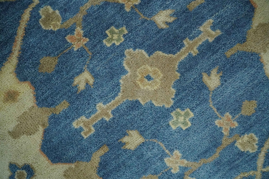 Blue and Beige Hand Knotted Traditional Oriental Oushak 8x10 wool Area Rug