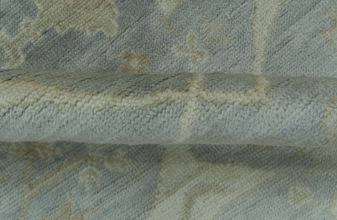 Blue And Beige Traditional Oushak Design Hand Knotted 6x9 wool area rug