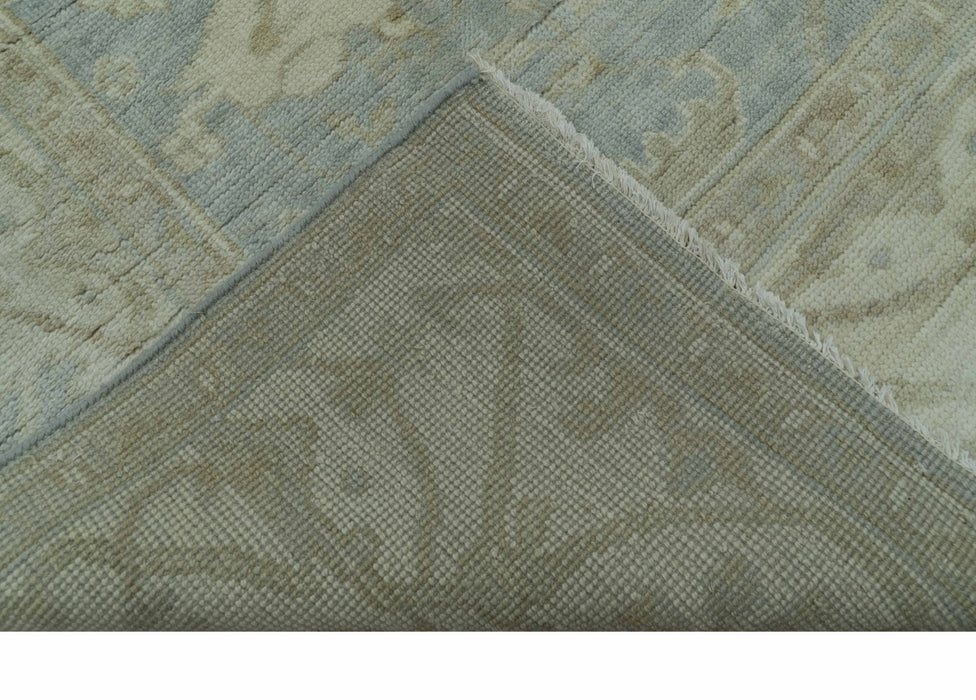Blue And Beige Traditional Oushak Design Hand Knotted 6x9 wool area rug