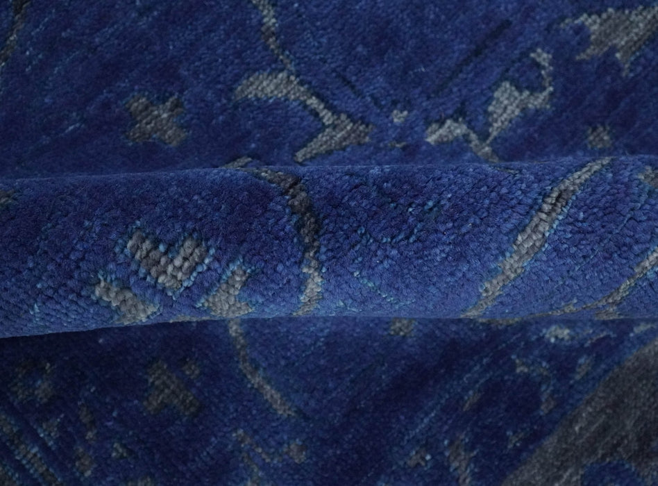Blue and Gray Hand knotted Oriental Oushak Multi Size wool Area Rug