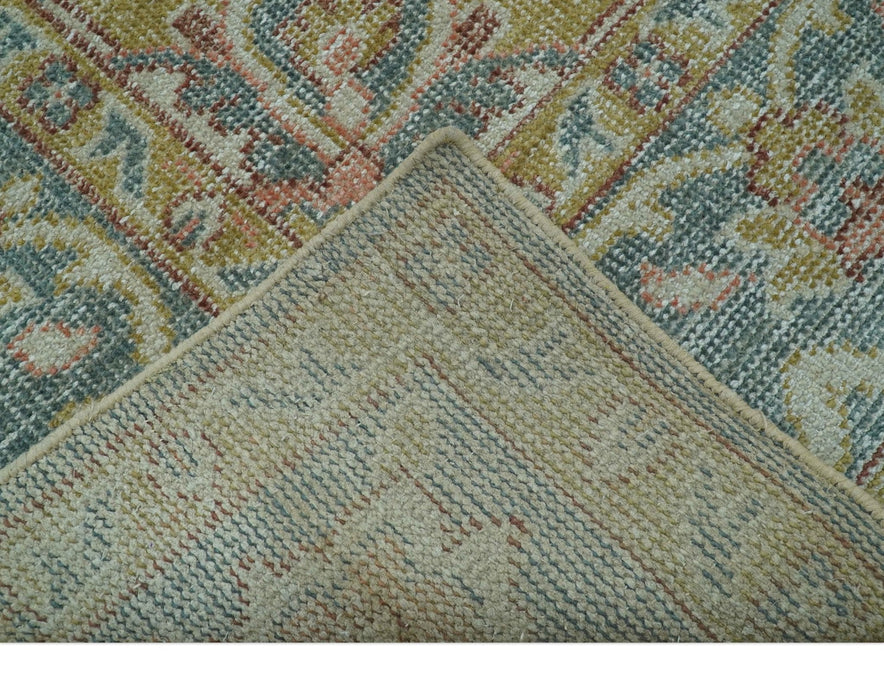 Blue And Peach Traditional Turkish Design Hand Knotted 8x10 Wool Area Rug