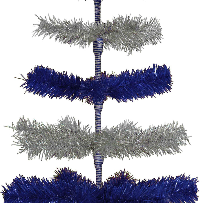 Blue & Silver Layered Tinsel Christmas Tree