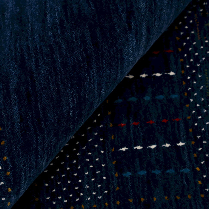 Blue And White Center Pattern Design Hand Loomed Wool Area Rug