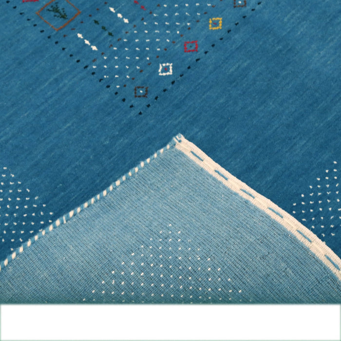 Blue And White Gabbeh Design Hand Loomed Wool Area Rug
