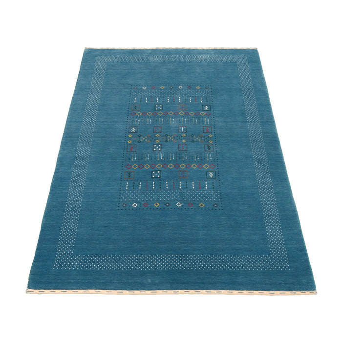 Blue And White Gabbeh Design Hand Loomed Wool Area Rug