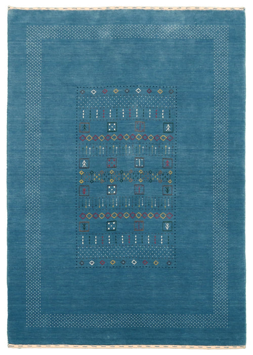 Blue And White Gabbeh Design Hand Loomed Wool Area Rug