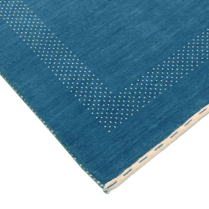 Blue And White Gabbeh Design Hand Loomed Wool Area Rug