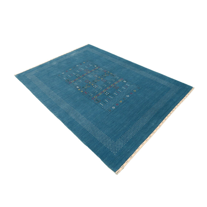 Blue And White Gabbeh Design Hand Loomed Wool Area Rug