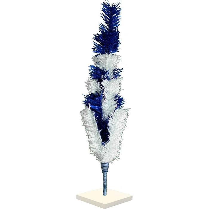 Blue & White Layered Tinsel Christmas Tree