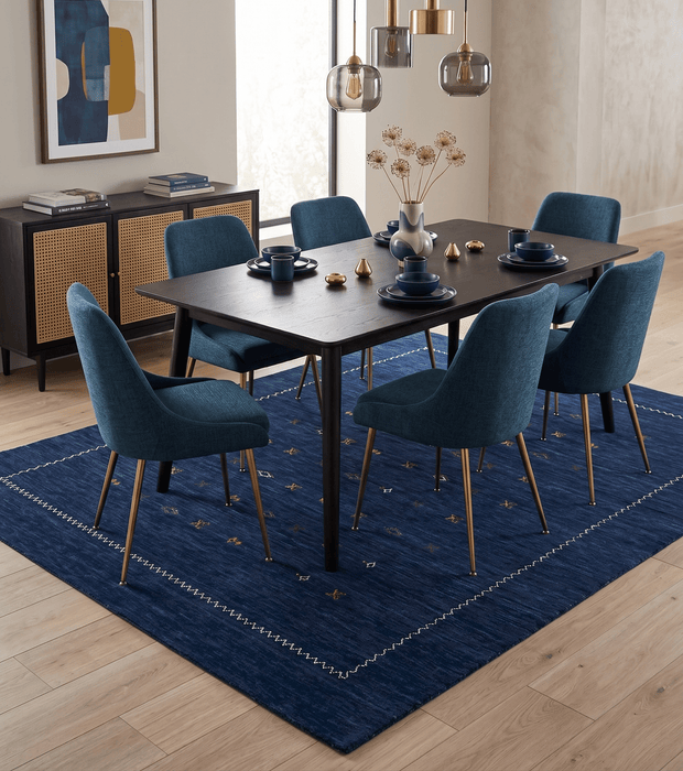 Blue And White Modern Design Hand Loomed Wool Area Rug