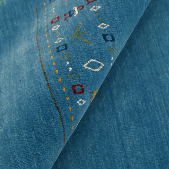 Blue Contemporary Design Hand Loomed Wool Area Rug