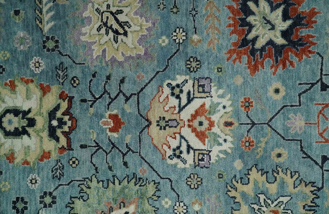 Blue, Ivory and Beige 8x10 and 9x12 Hand knotted Traditional Oushak Wool Area Rug