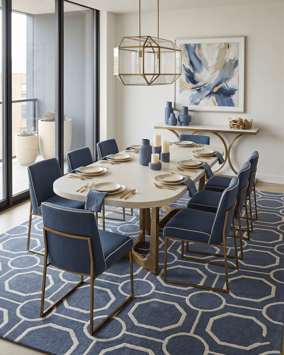 Blue Modern Style Hand Tufted Wool Area rug