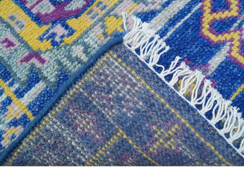 Blue Transitional Design 2x3 Hand knotted  Wool Area Rug