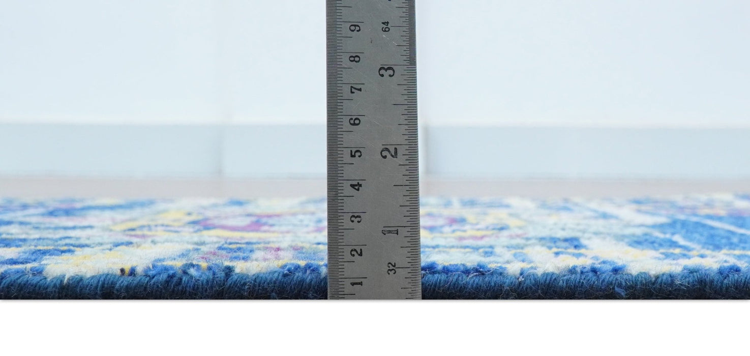 Blue Transitional Design 2x3 Hand knotted  Wool Area Rug