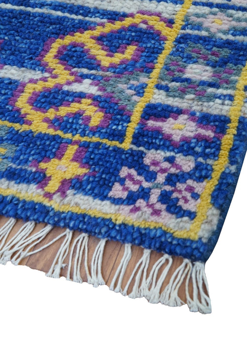 Blue Transitional Design 2x3 Hand knotted  Wool Area Rug