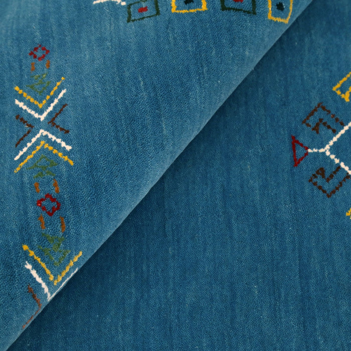 Blue Tribal Center Medallion Design Hand Loomed Wool Area Rug