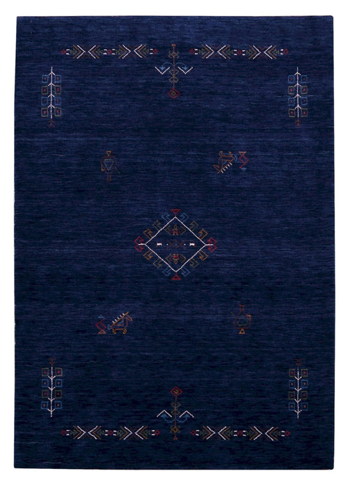Blue Tribal Center Medallion Hand Loomed Wool Area Rug