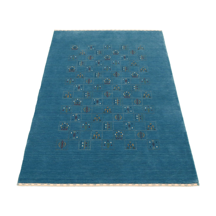 Blue Tribal Design Hand Loomed Wool Area Rug