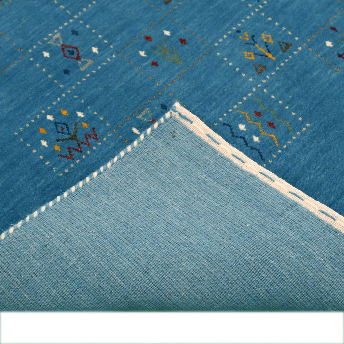Blue Tribal Design Hand Loomed Wool Area Rug
