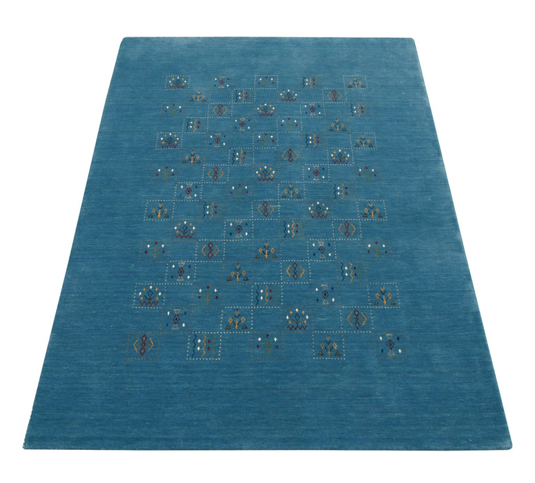 Blue Tribal Design Hand Loomed Wool Area Rug