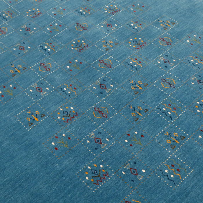 Blue Tribal Design Hand Loomed Wool Area Rug