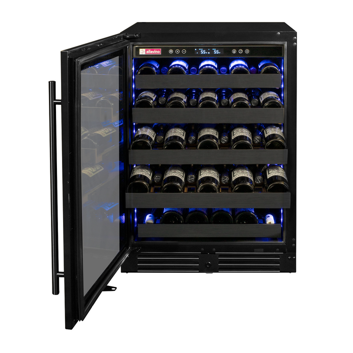 Reserva Series 50 Bottle 34" Tall Single Zone Left Hinge Black Stainless Steel Wine Cooler Refrigerator