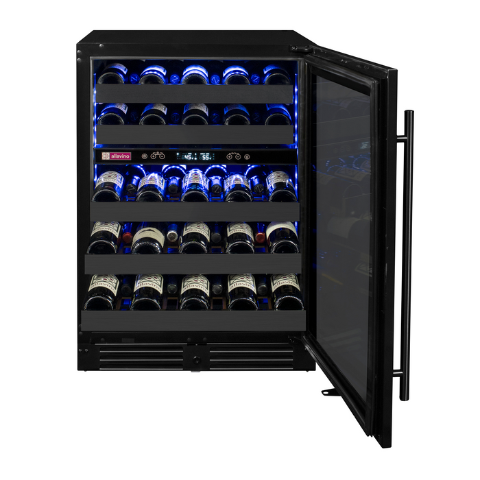 Reserva Series 50 Bottle Dual Zone Undercounter Wine Cooler Refrigerator with Black Stainless Steel Door - Right Hinge