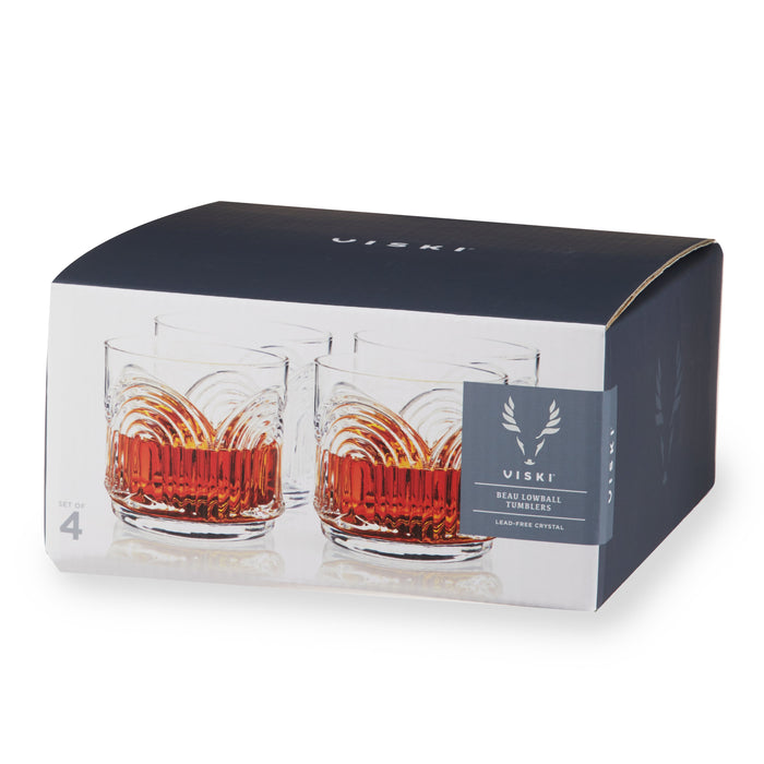 Deco Beau Crystal Lowball Tumblers Set of 4