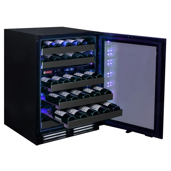 Reserva Series 50 Bottle Dual Zone Undercounter Wine Cooler Refrigerator with Black Stainless Steel Door - Right Hinge