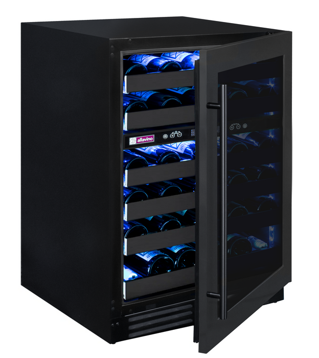 Reserva Series 50 Bottle Dual Zone Undercounter Wine Cooler Refrigerator with Black Stainless Steel Door - Right Hinge