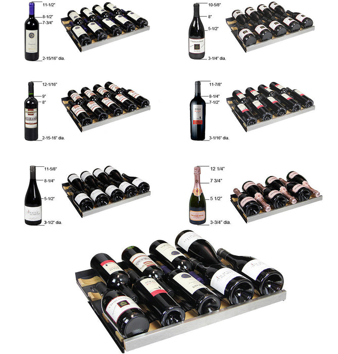 24" Wide FlexCount II Tru-Vino 172 Bottle Dual Zone Black Right Hinge Wine Refrigerator