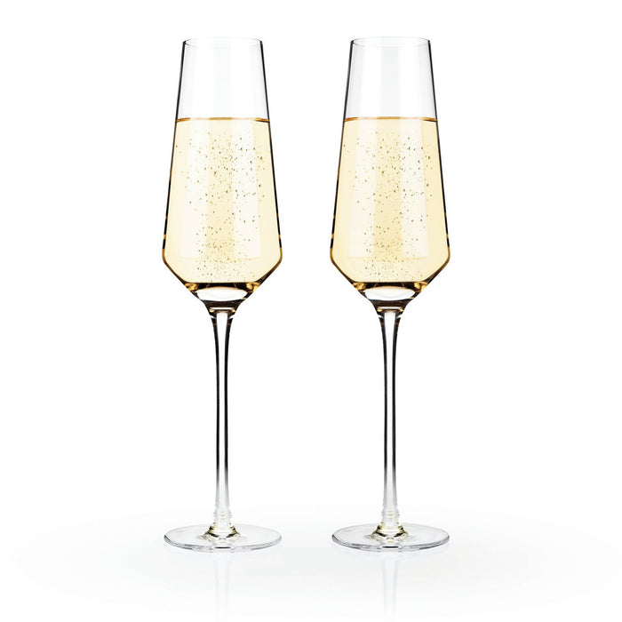 Raye Angled Crystal Champagne Flutes Set of 2